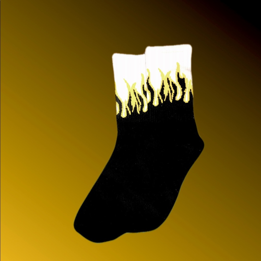 Black and yellow flaming hot street fashion socks